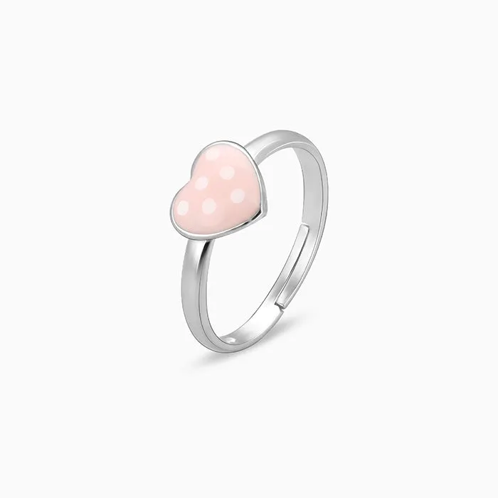 Silver Baby Pink Love Kids Ring