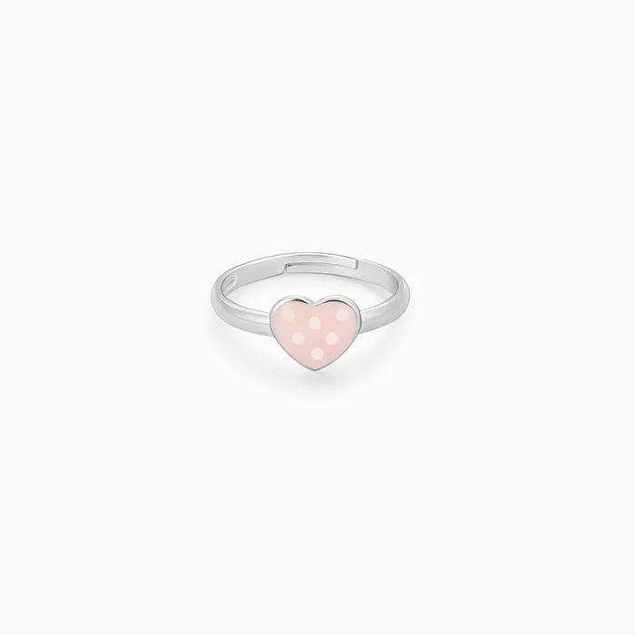 Silver Baby Pink Love Kids Ring