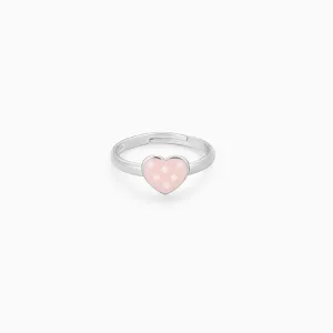 Silver Baby Pink Love Kids Ring