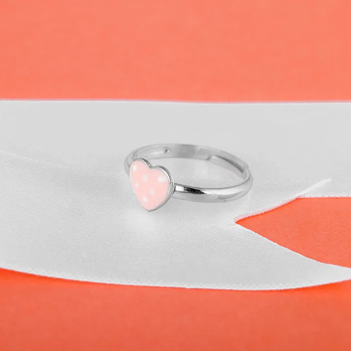 Silver Baby Pink Love Kids Ring