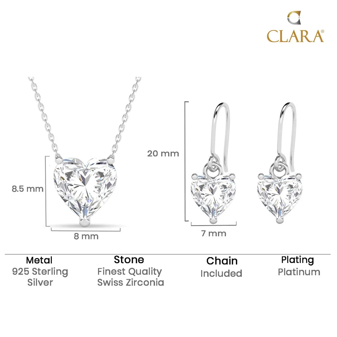 Silver Heart's Desire Solitaire Jewellery Set
