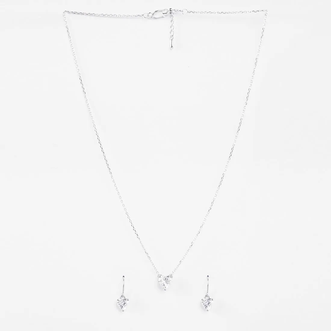 Silver Heart's Desire Solitaire Jewellery Set
