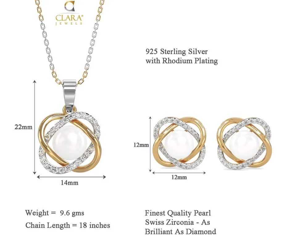 Silver Pearl Knot Jewellery Set