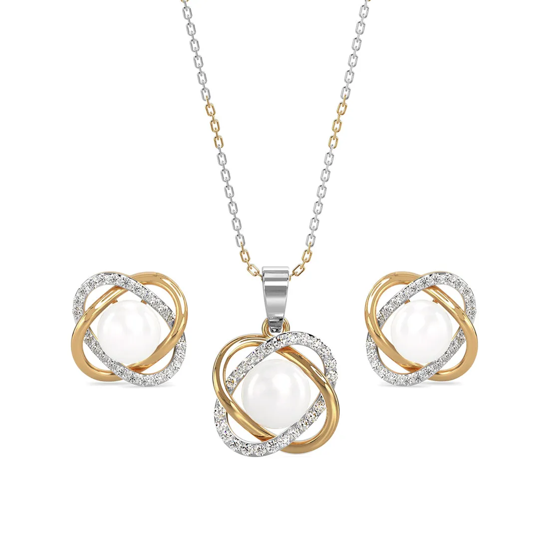 Silver Pearl Knot Jewellery Set