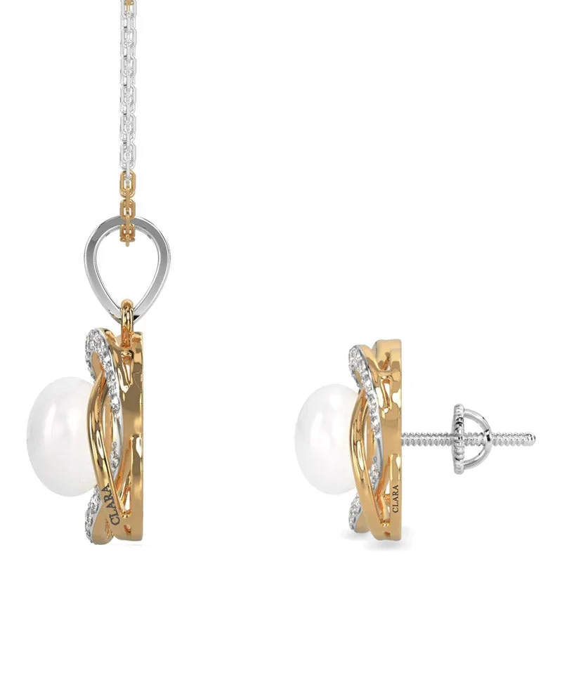 Silver Pearl Knot Jewellery Set