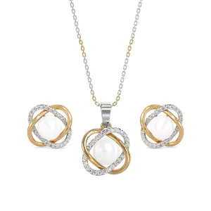 Silver Pearl Knot Jewellery Set