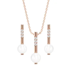 Silver Pearl Rose Jewellery Set