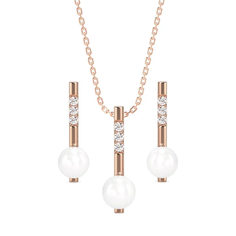 Silver Pearl Rose Jewellery Set