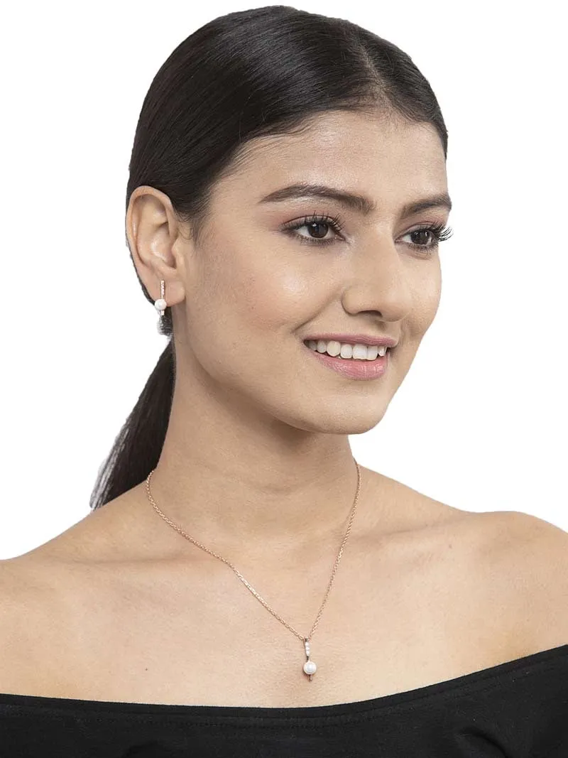 Silver Pearl Rose Jewellery Set