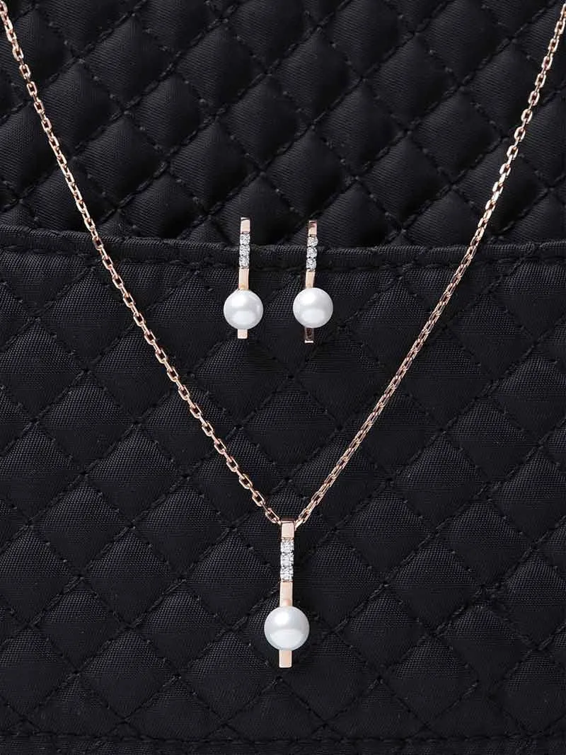 Silver Pearl Rose Jewellery Set