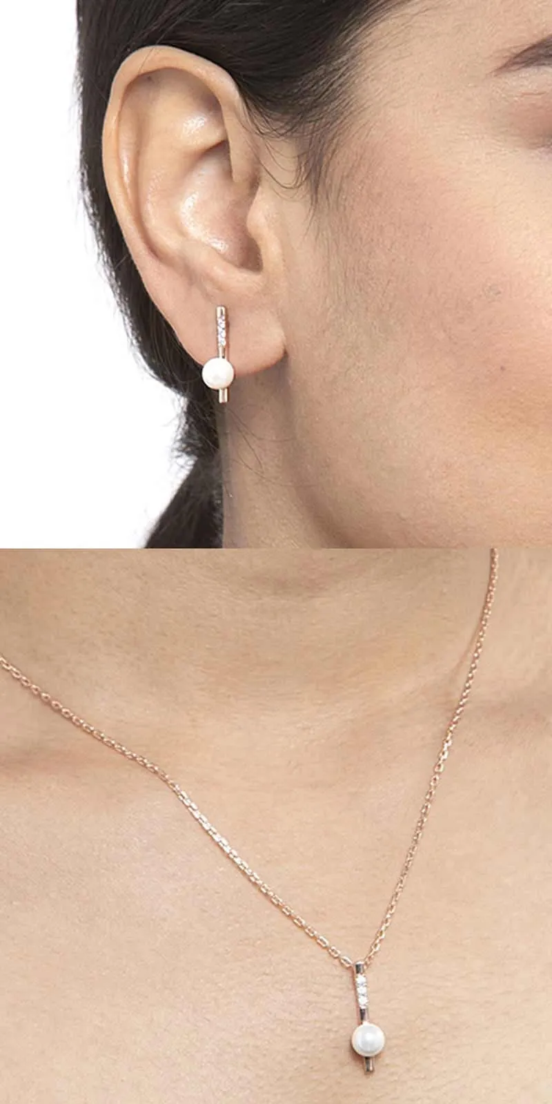Silver Pearl Rose Jewellery Set
