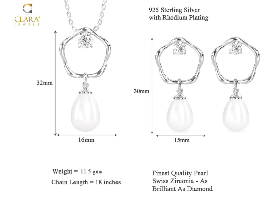 Silver Pearl Sara Jewellery Set
