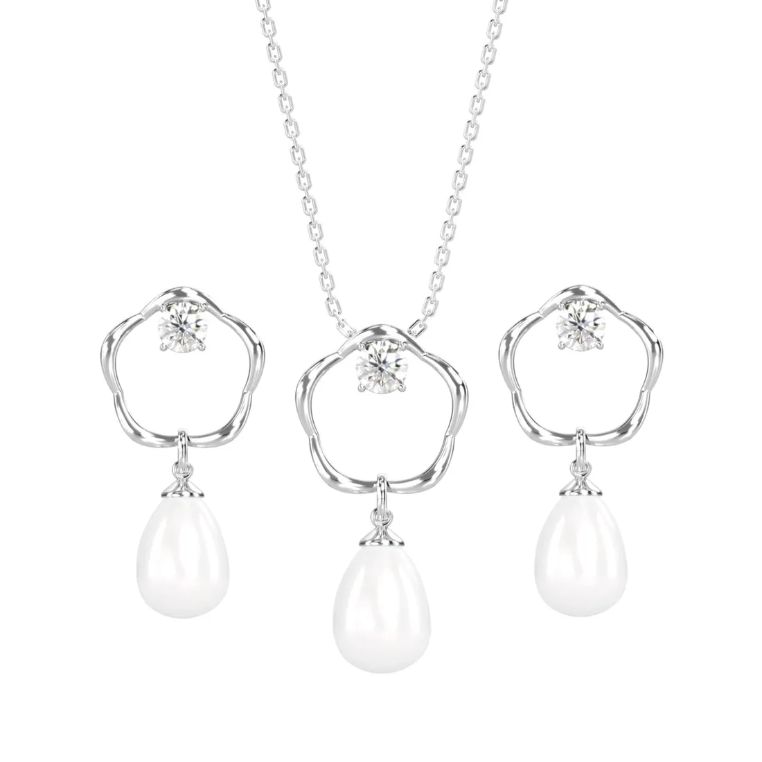Silver Pearl Sara Jewellery Set