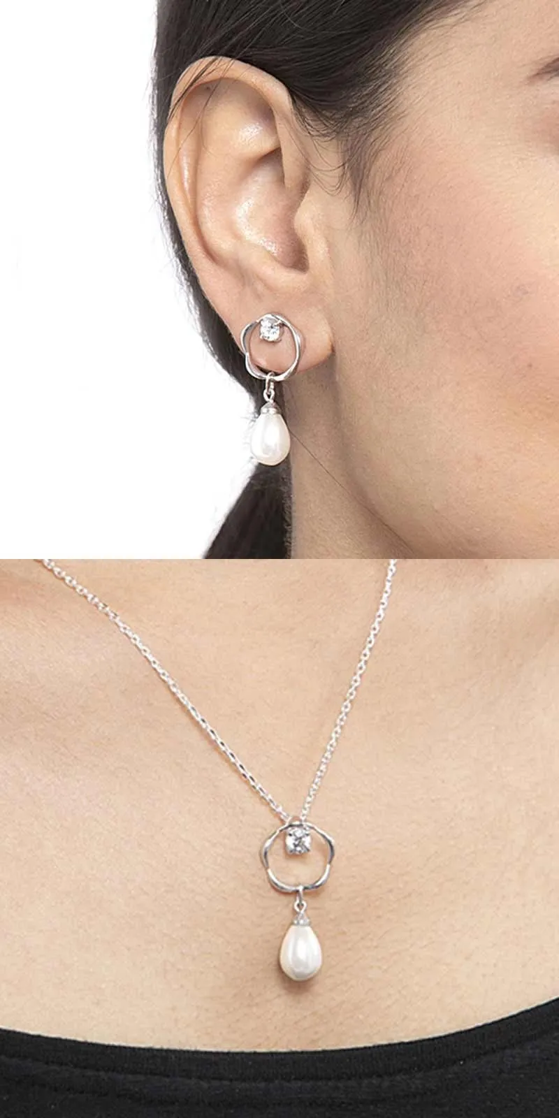 Silver Pearl Sara Jewellery Set
