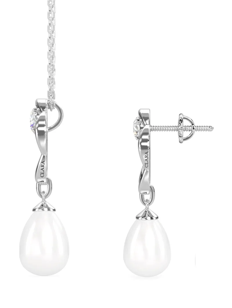Silver Pearl Sara Jewellery Set
