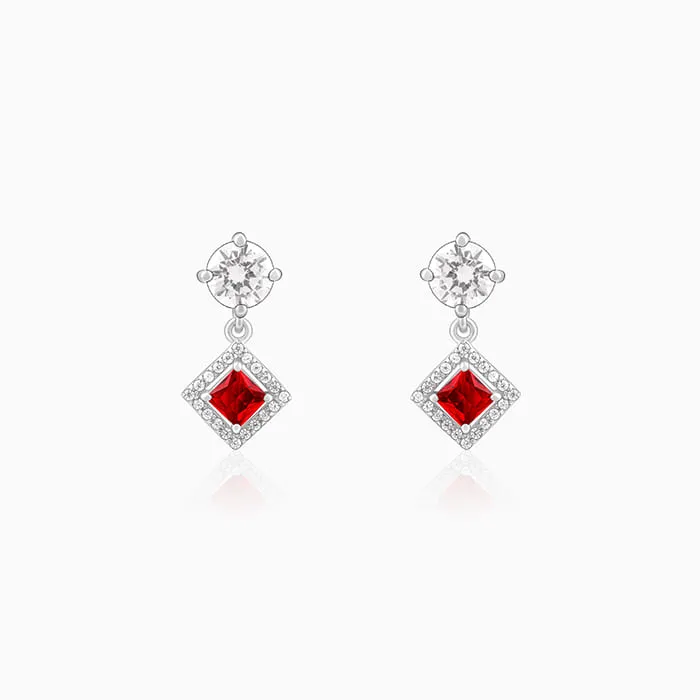 Silver Princess in Red Earrings