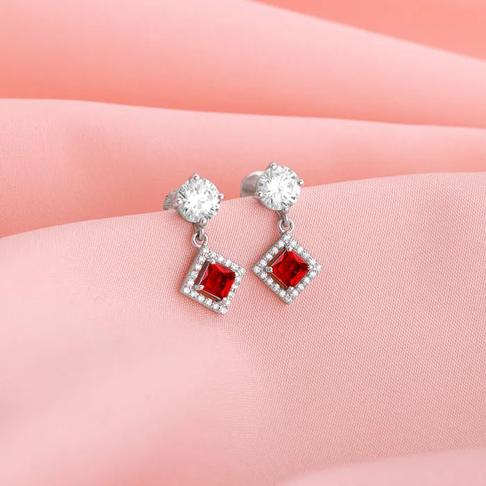 Silver Princess in Red Earrings
