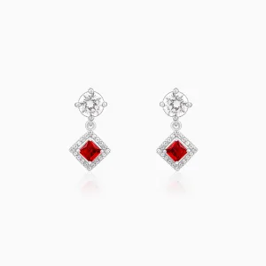 Silver Princess in Red Earrings