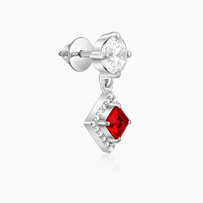 Silver Princess in Red Earrings