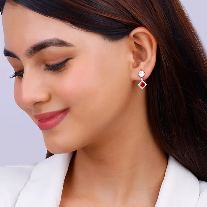 Silver Princess in Red Earrings