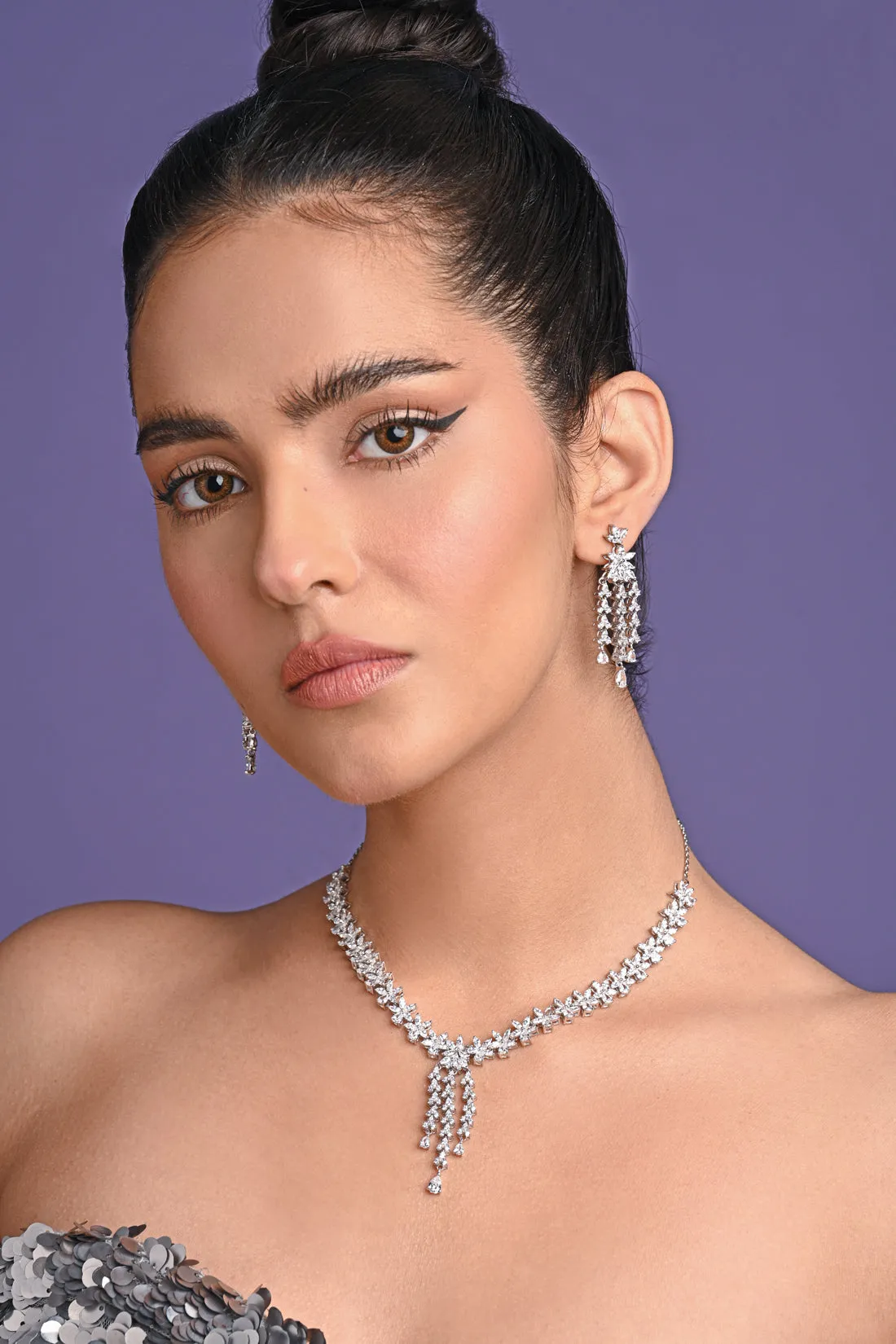 Silver Shiza Necklace Jewellery Set
