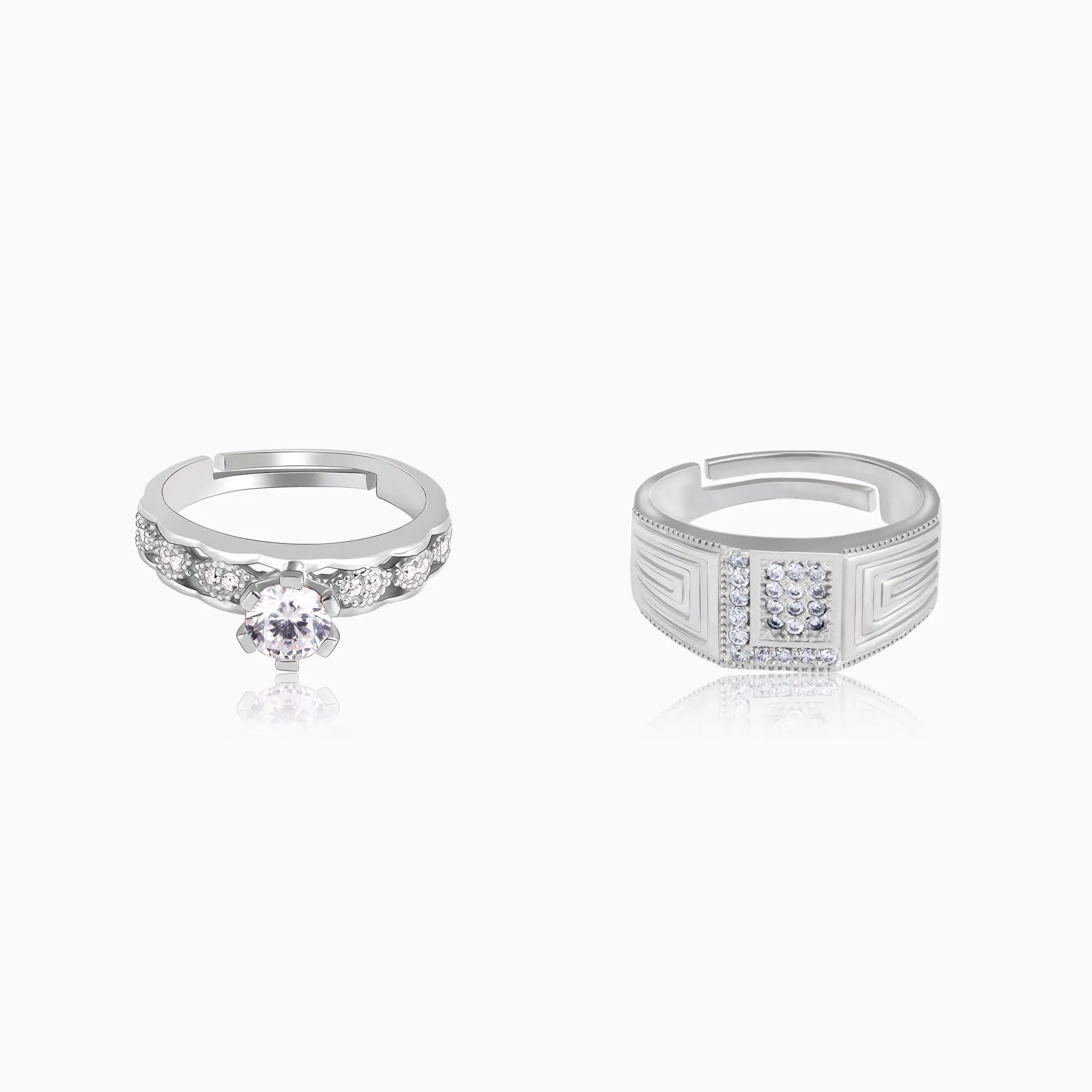 Silver Smitten by Love Couple Rings