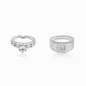 Silver Smitten by Love Couple Rings