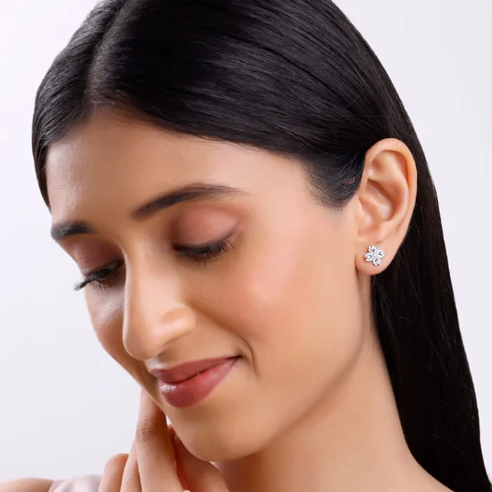 Silver Trendy Clover Earrings