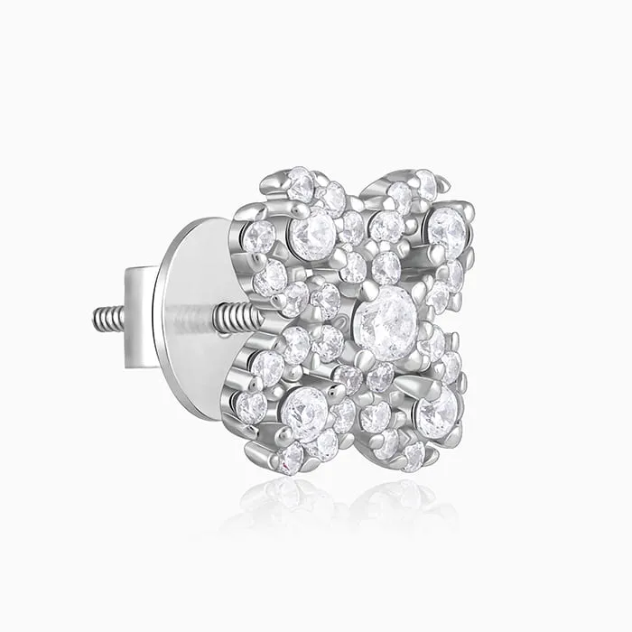 Silver Trendy Clover Earrings