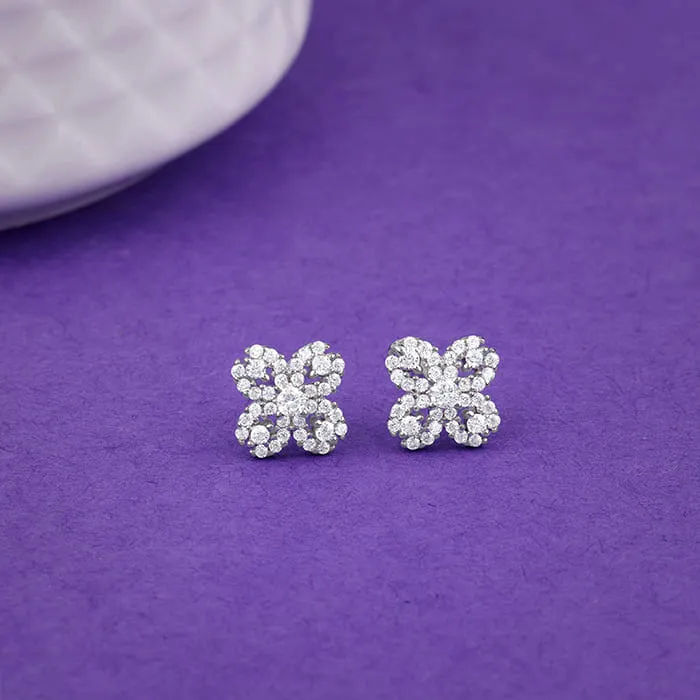 Silver Trendy Clover Earrings