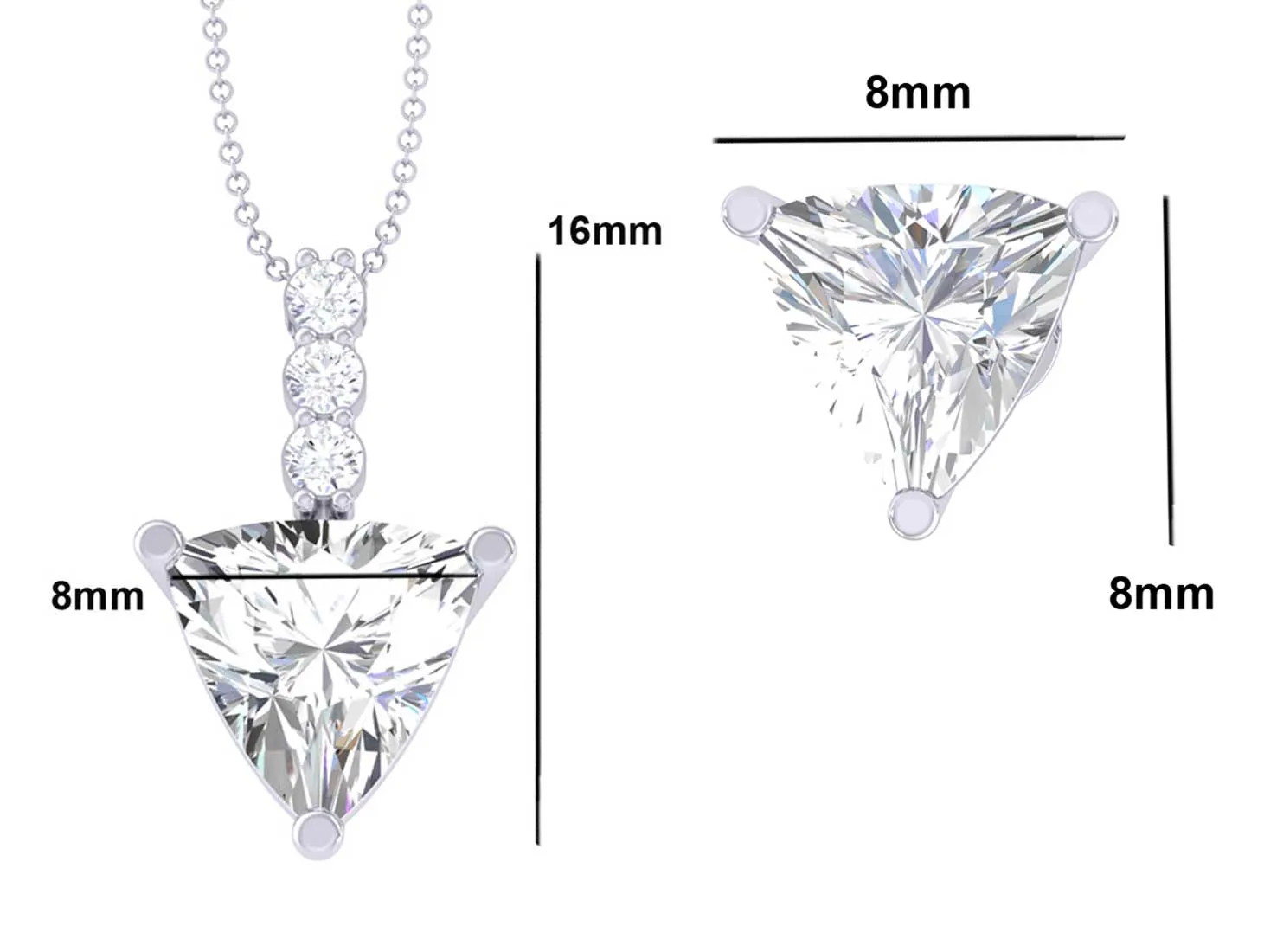 Silver Trillion Solitaire Jewellery Set