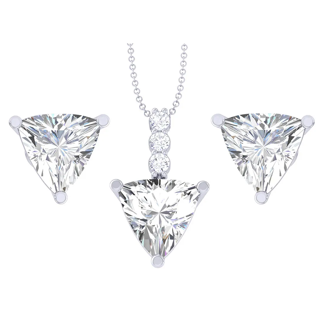 Silver Trillion Solitaire Jewellery Set