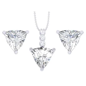 Silver Trillion Solitaire Jewellery Set