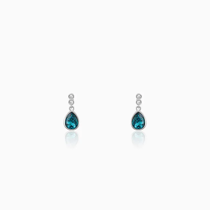 Silver Turquoise Blue Tear Drop Earrings