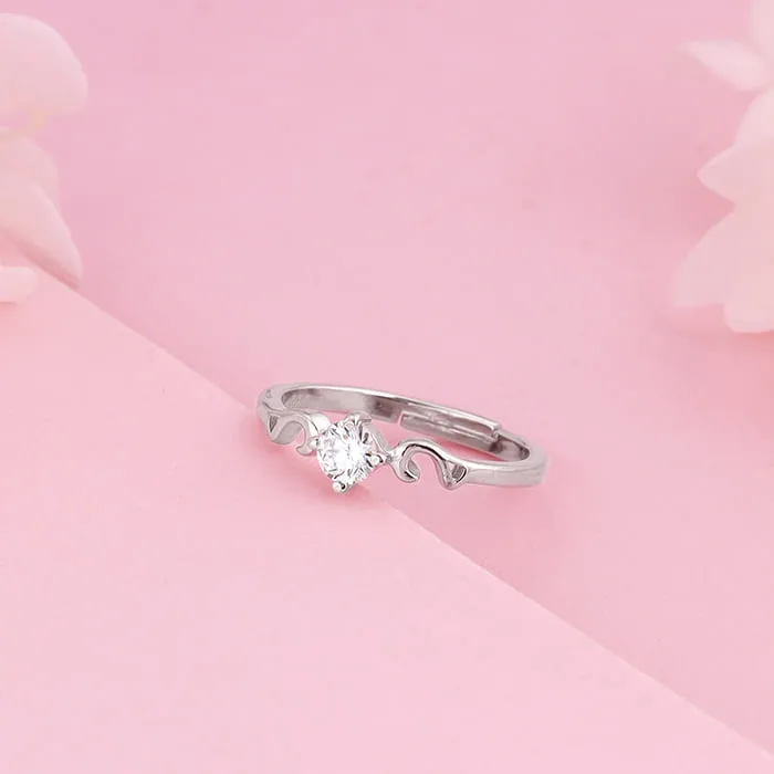 Silver Zircon Beachy Waves Ring