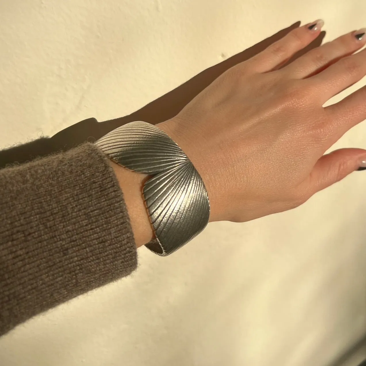 Single Wing Wrap Cuff, Oxidized Silver