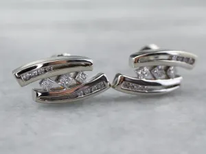 Sleek Diamond Screw Back Earrings