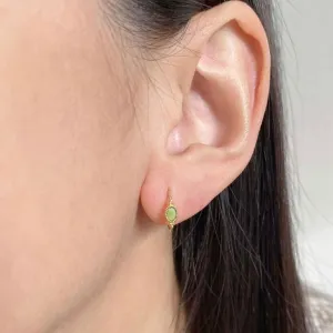 Small Creole Oval Earrings Green Tourmaline - 18k Gold  BY PIECE