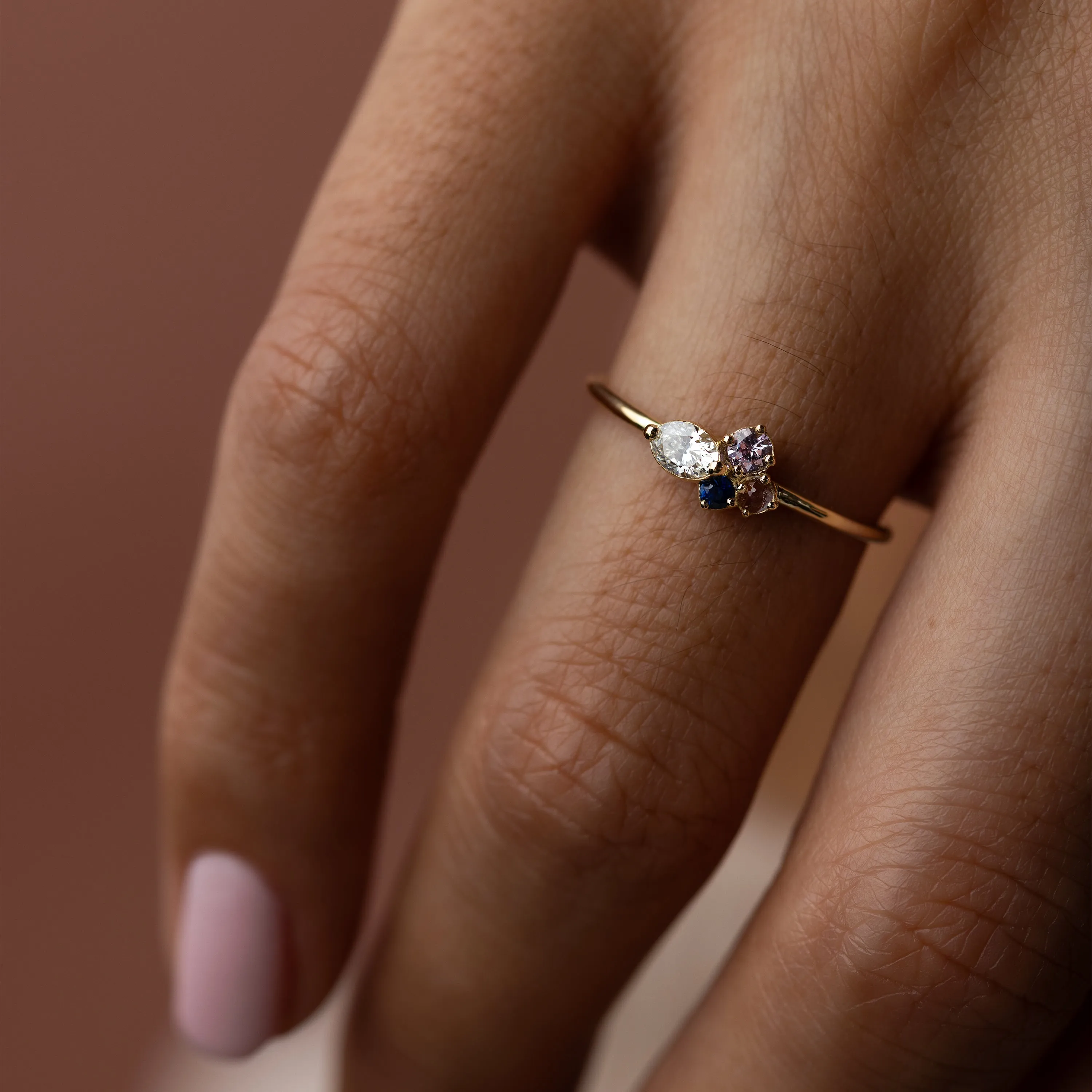 Snow Moon Mini Cluster Ring