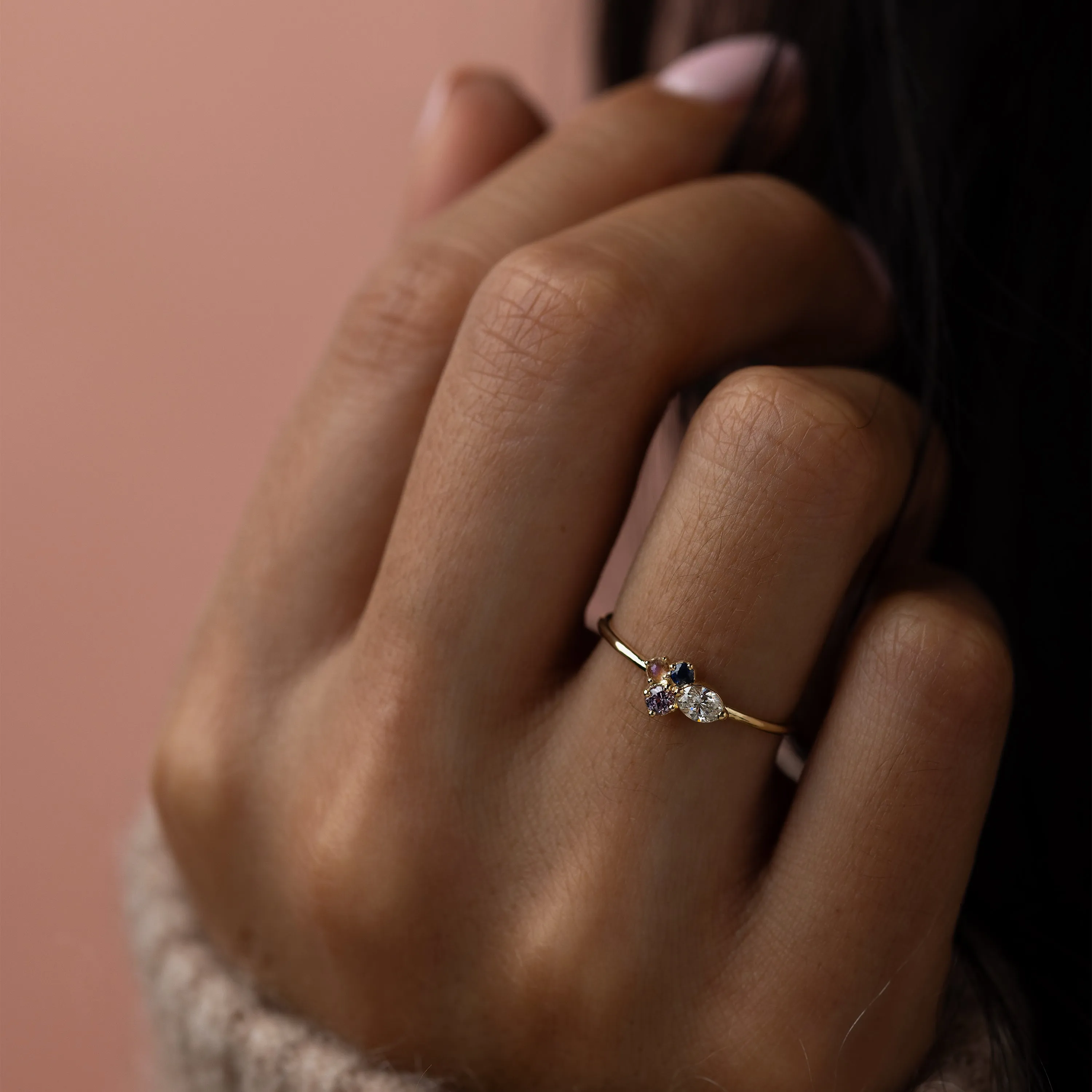Snow Moon Mini Cluster Ring