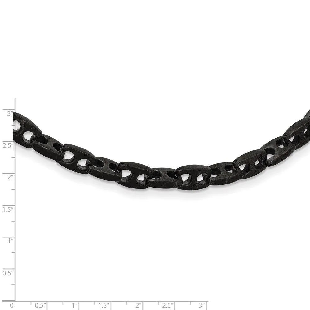 Stainless Steel Brushed Black IP Link Necklace