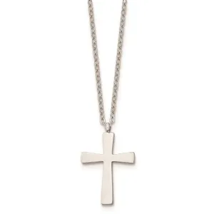 Stainless Steel Polished Small Cross 18in Necklace