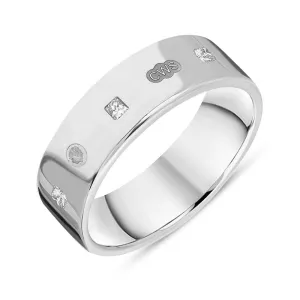 Sterling Silver 0.36ct Diamond King's Coronation Hallmark Princess Cut 6mm Ring D