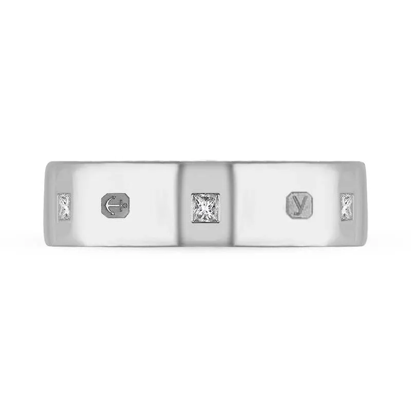 Sterling Silver 0.36ct Diamond King's Coronation Hallmark Princess Cut 6mm Ring D