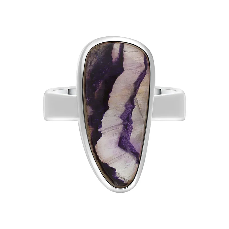 Sterling Silver Blue John Abstract Oval Doublet Ring D