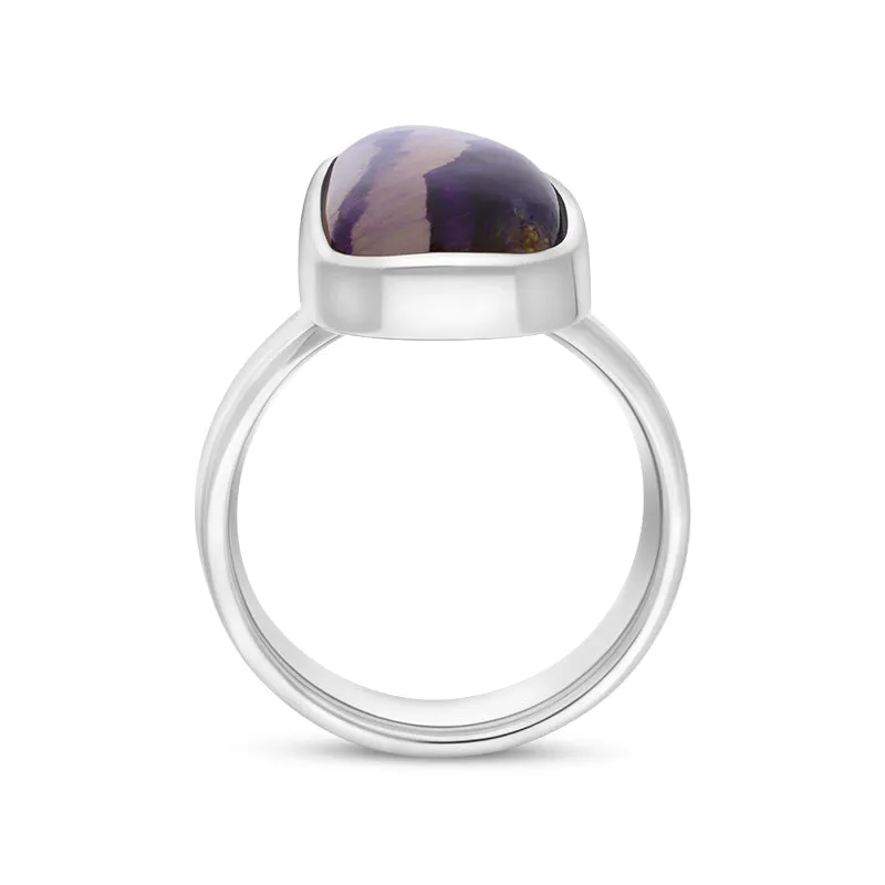 Sterling Silver Blue John Abstract Oval Doublet Ring D