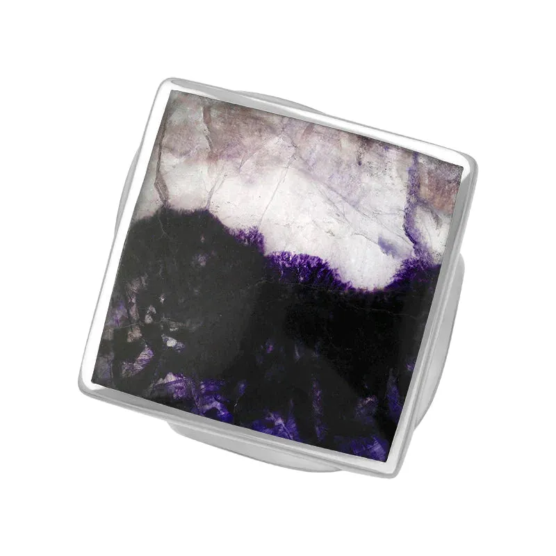 Sterling Silver Blue John King's Coronation Hallmark Medium Rhombus Ring D
