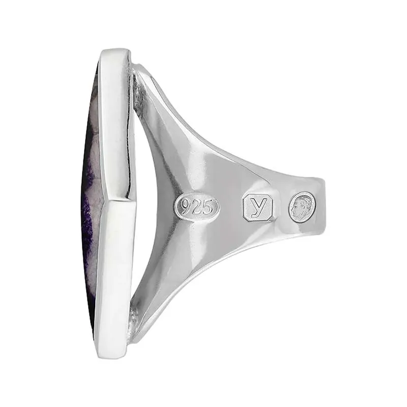 Sterling Silver Blue John King's Coronation Hallmark Medium Rhombus Ring D