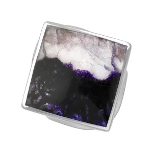 Sterling Silver Blue John King's Coronation Hallmark Medium Rhombus Ring D