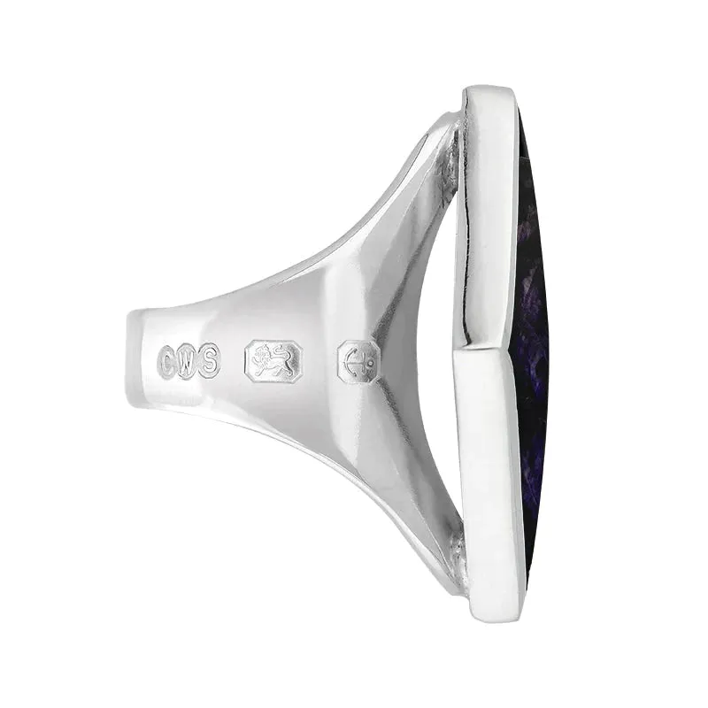 Sterling Silver Blue John King's Coronation Hallmark Medium Rhombus Ring D